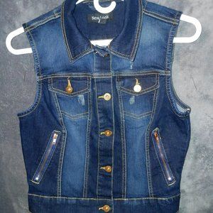 New Look distressed stretch denim vest